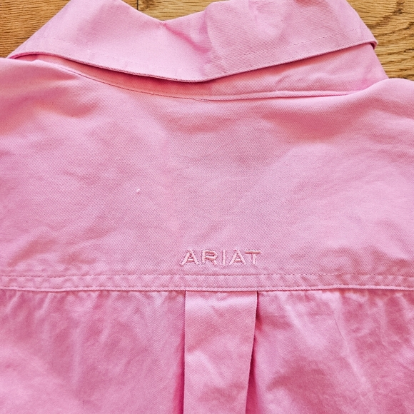 Ariat Size XXL Mens Pink Cotton Twill Button Up Collared Shirt Long Sleeve Roomy - Picture 7 of 9
